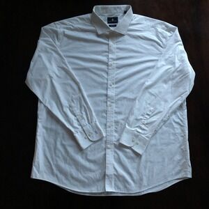 Psycho Bunny Dress Shirt Men 17.5 34/35 White Modern Fit Long Sleeve Button Down